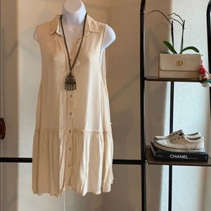 COTTON CANDY Cream Sleeveless Boho Dress Size L